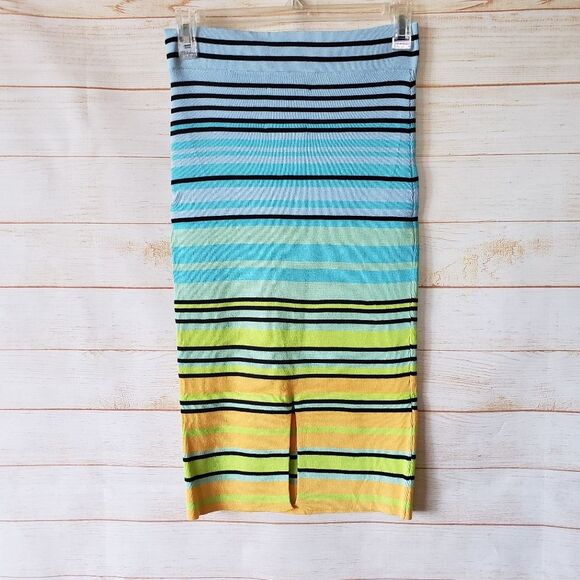 Le Superbe Oaxaca Multi Stripe Rib Knit Pencil Skirt Women's Size Medium - Picture 5 of 9